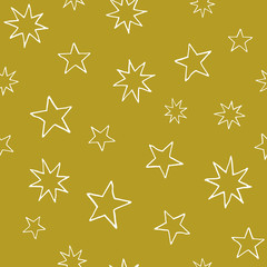 Obraz premium Vector golden stars seamless pattern. Hand drawn illustration great for wrapping and textile design.