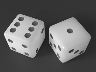 ivory dices on black background