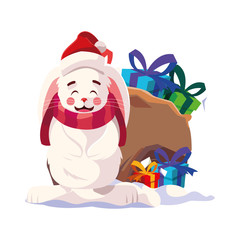 Merry christmas rabbit cartoon vector design
