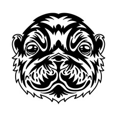 Otter face. Design element for poster, card, banner.