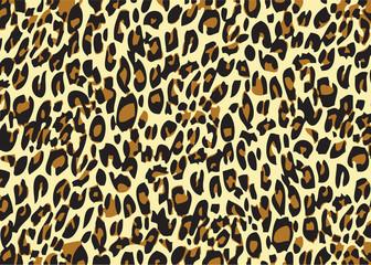 Print Leopard texture, black brown beige orange. Vector pattern cheetah