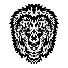 Lion face. Design element for poster, card, banner.