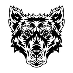 Wolf face. Design element for poster, card, banner.