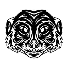 Meerkat face. Design element for poster, card, banner.