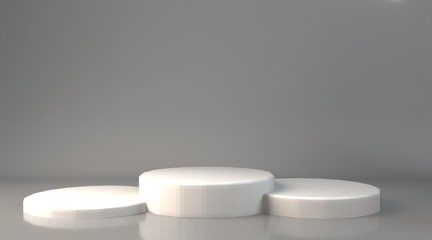 White winners podium. 3d render illustration.