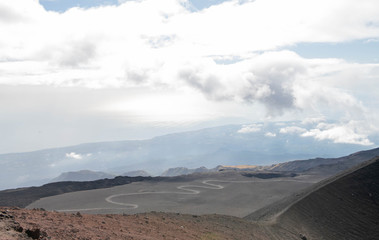 Landscape of Mount Etna with Black and Gray Rocky Surface