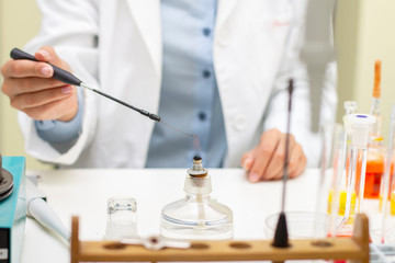 Experiment on laboratory with flame