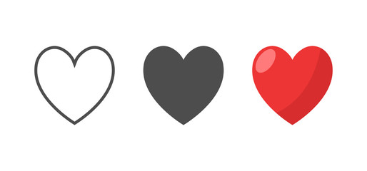 Hearts vector icons. Love symbol collection.