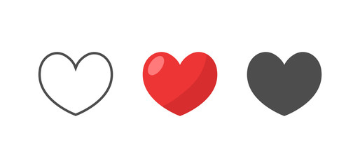 Hearts vector icons. Love symbol collection.