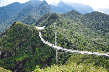 Fototapeta na wymiar Pictures of and from the amazing Langkawi Sky Bridge on the top of Gunung Mat Cincang Mountain