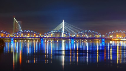 General view on Riga keypoints and Daugava river, Latvia
