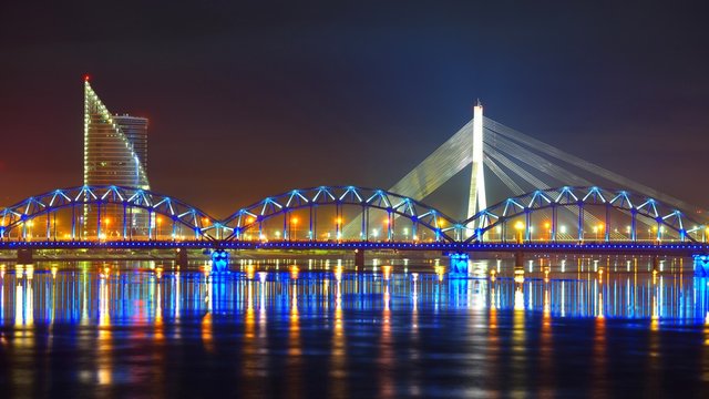 General view on Riga keypoints and Daugava river, Latvia