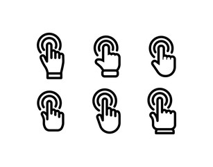 Hand click vector icons. Clicking hands pointer collection.