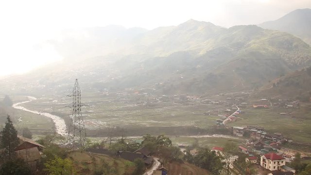 Time lapse video of how the morning fog decends on Lao Chai village in Sa pa, Vietnam showing the beauty of rural countryside living and cottagecore