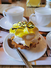 close-up cream cake on plate