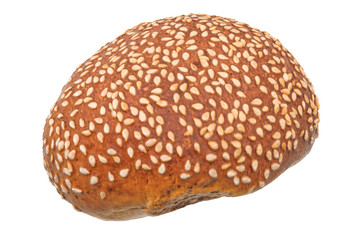 Rye bun with sesame or buckwheat bun 3d rendering with realistic texture