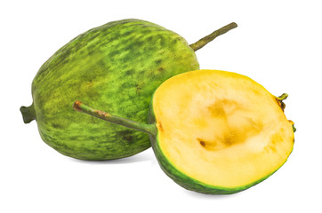 Feijoa and its cross-section 3d rendering with realistic texture