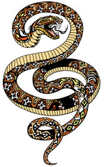 angry snake. Tattoo style isolated vector illustration