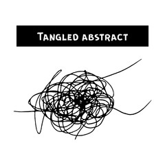 Tangled abstract scribble with hand drawn line. Doodle elements. Isolated sketch on white background. Vector illustration.