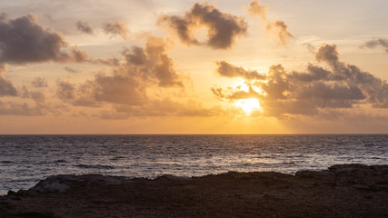 Fototapeta na wymiar Sunrise in the Caribbean Sea, Isla Mujeres Mexico