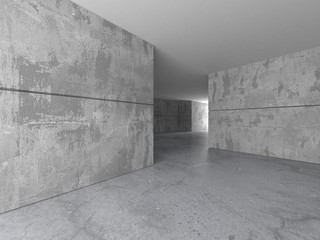 Dark concrete empty room. Modern architecture design