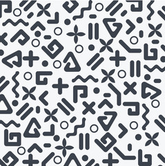 Modern seamless hand drawn geometric memphis patterns, geometric simple shapes. Vector design.