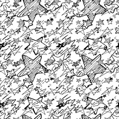 Hand Drawn Creative Vector Star Icons Seamless Pattern Isolated