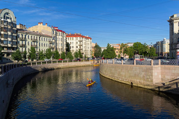 Fototapeta premium Karpovka River. Saint Petersburg, Russia.