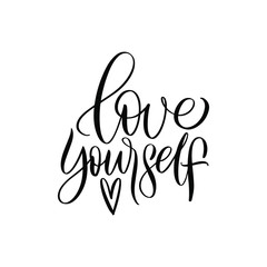 Love yourself. Body Positive! Great lettering and calligraphy for greeting cards, stickers, banners, prints and home interior decor.