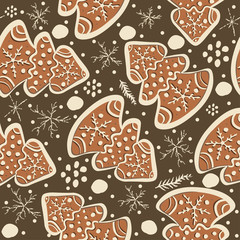 Gingerbread cookie seamless background. Creative Design.