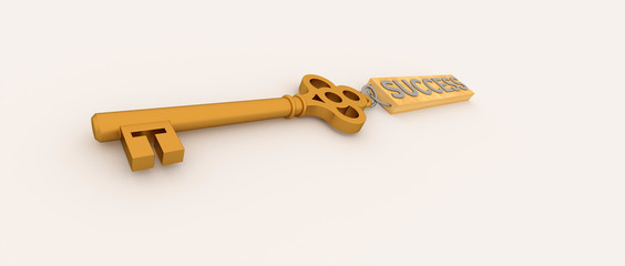 Golden Key to Success extremely detailed and realistic 3d illustration