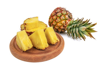 Fototapeta na wymiar ripe sliced pineapple on white