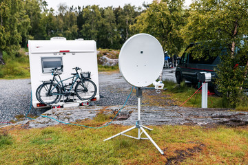 satellite dish in campsite