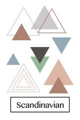 Absctract nordic  triangle geometric design for decoration interior, print posters, card, banner, wrapping in modern scandinavian style in vector