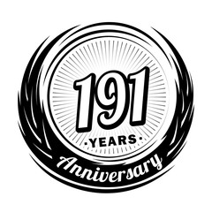 191 years anniversary. Anniversary logo design. One hundred and ninety-one years logo.
