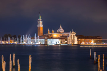 Obraz premium San Giorgio Maggiore Church on the island of Venice at night, Italy