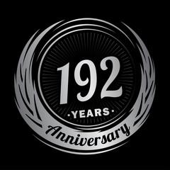 192 years anniversary. Anniversary logo design. One hundred and ninety-two years logo.