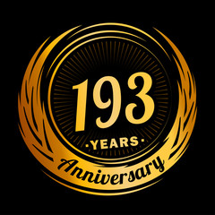 193 years anniversary. Anniversary logo design. One hundred and ninety-three years logo.