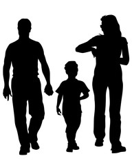 Parents with little child on white background