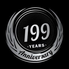 199 years anniversary. Anniversary logo design. One hundred and ninety-nine years logo.