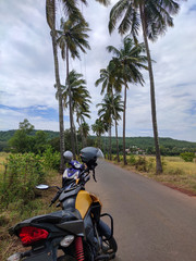 Road Trip, Bike ride, Long drive, Goa, India, Blue Sky,  Coconut tree,  Greenery, Sunny day, Clouds, awesome weather, cold breeze, claimness, racing