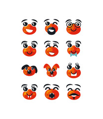 Variety cartoon icon set pack vector design