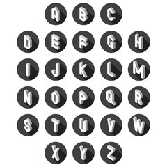 3D flat style font. Set of alphabet letters. Vector illustration