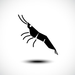 Shrimp silhouette icon isolated shrimp on white background, Vector Illustration. 