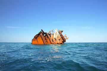 Ruined wrecked ship