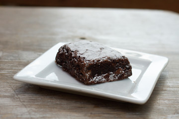 piece of chocolate cake on a plate
