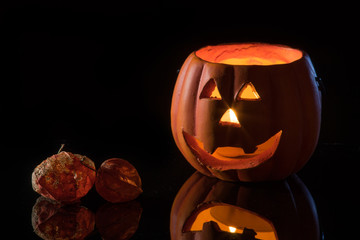 Glowing halloween pumpkin