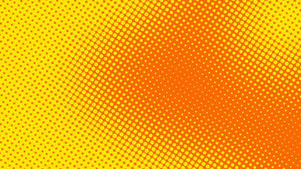Orange and yellow pop art background in retro comic style with halftone dots design, vector illustration eps10