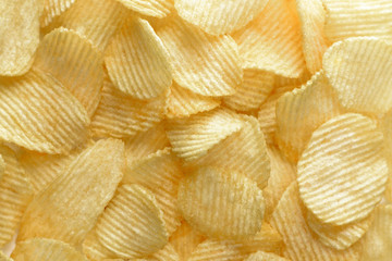 Crispy potato chips snack texture background