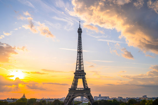 Eiffel Tower at sunrise